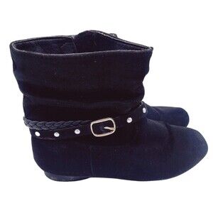 Simply Styled Black Faux Suede Ankle Boots Girls Sz 11 Booties TG Ainsley 26397